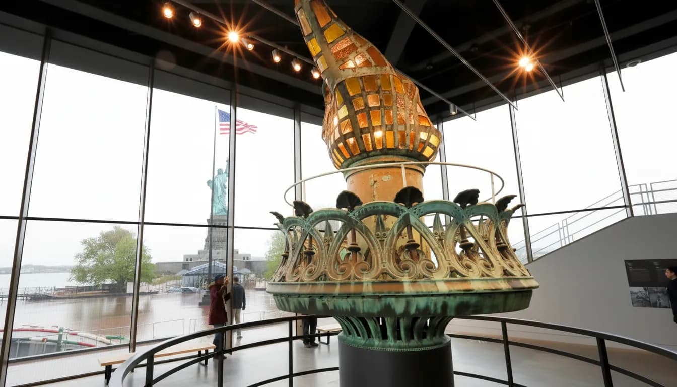 Original torch of the Statue of Liberty displayed in the museum