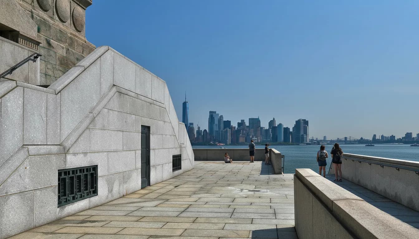 Pedestal observation deck with Manhattan skyline view